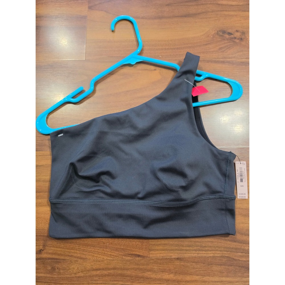 NWT Victoria's Secret On Point Sports Bra M Gray One Shoulder Athletic Top
